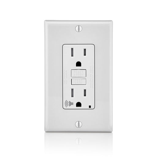 Leviton GFCI Outlet, 15A Smartlock Pro Self-Test Slim GFCI Receptacle w/Audible Trip Alert, 10-Pack - White