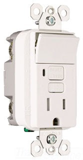 Pass & Seymour 1595SWTTRWCC4 GFCI Outlet, 120 VAC 15A Single Pole Switch, NEMA 5-15R 125 VAC 15A GFCI w/ Grounding Straight Blade Receptacle - White