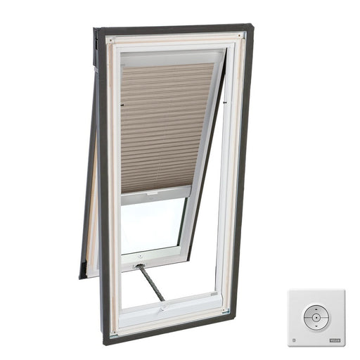 VELUX Skylight Blind, 18.2" W x 51.6" H Solar-Powered Light Filtering for VS, VSE, VSS Models - Shiny Cappuccino